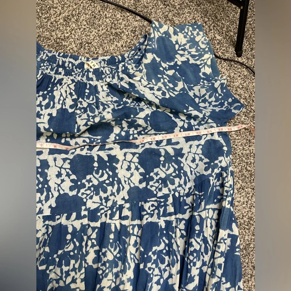 Mirth Caftans VIENNA MAXI DRESS in Blue Floral Sz XL Handcrafted in India Cotton - Picture 12 of 14